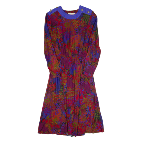 CHEL’SEA LTD Womens A-Line Dress Red 90s Crazy Pattern Long S