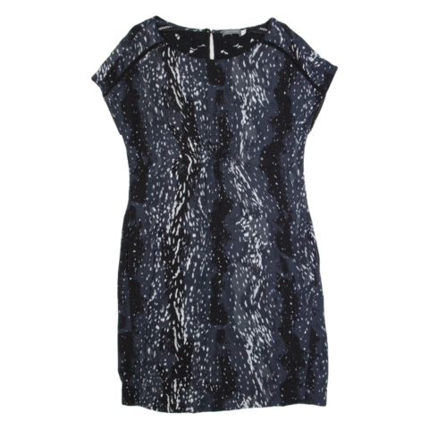 MINT VELVET Womens Shift Dress Grey Spotted Short Sleeve Midi UK 14
