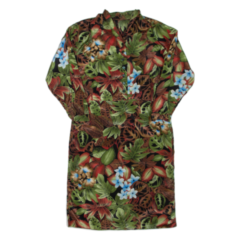 Womens Day Dress Green Floral Long Sleeve Knee Length L
