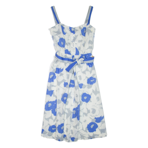 FINK MODELL Womens Day Dress White Floral Sleeveless Knee Length S