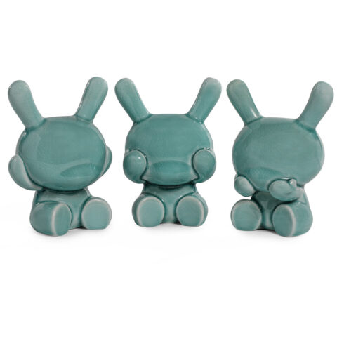Three Wise Dunnys 5″ Porcelain 3-Pack – Blue Mist Crackle Glaze Edition