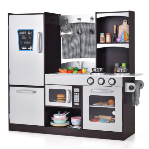 Kids Wooden Modern Kitchen Cooking Pretend Play Set