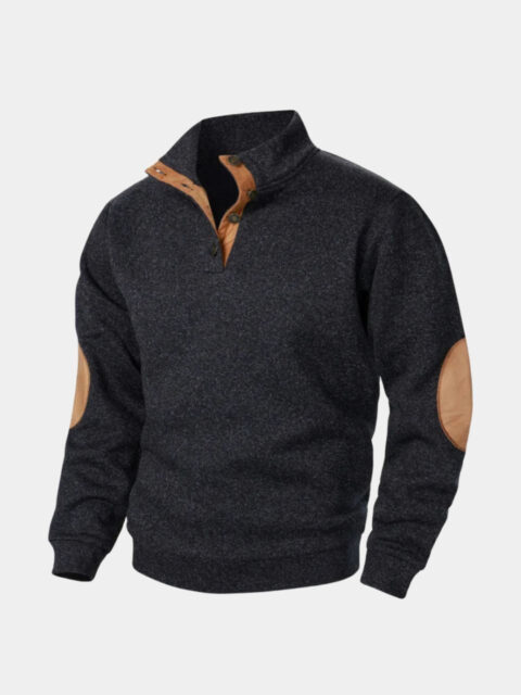 Men’s Heritage Elbow Patch High Collar Pullover S-3XL — Cross & Crown
