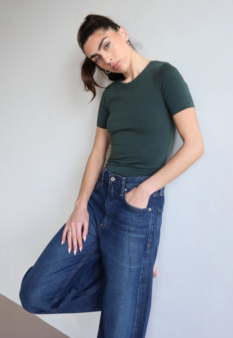 Organic Cotton Crew T-Shirt, Forest Green | Size: S