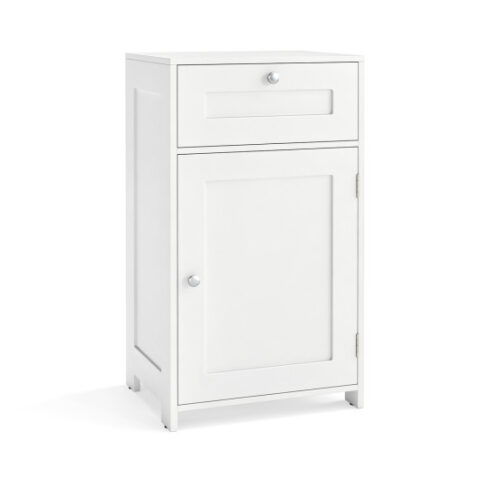 Single Door Bathroom Cabinet with Adjustable Shelf and Drawer-White