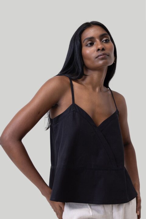 V-neck Lace Camisole in Black | Color: Black | Size: S