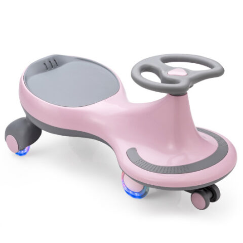 Wiggle Car Ride-on Toy with Flashing Wheels-Pink