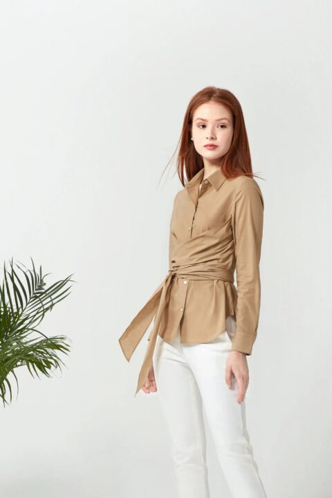 Wrapped Shirt – Camel | Size: XS