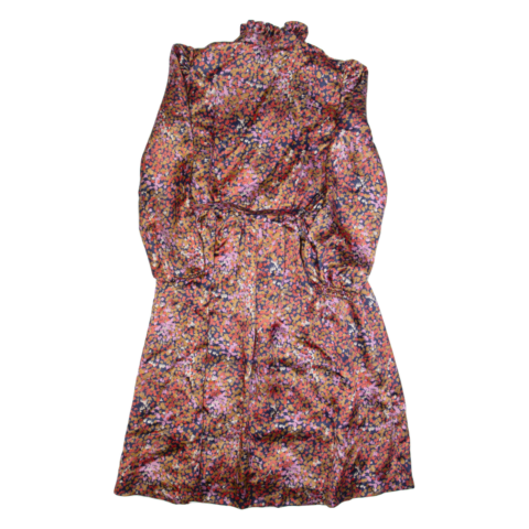 Womens A-Line Dress Pink Spotted Long Sleeve Long S