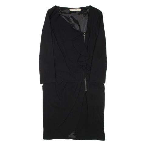 REISS Womens Pencil Dress Black Long Sleeve Knee Length UK 6