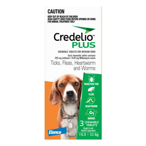 Credelio Plus For Medium Dog 5.5-11kg (12 To 24lbs) 3 Chews