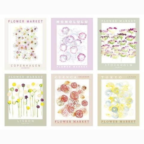 Art Print Set: Flower Market 6 Individual 8×10: 10x8in