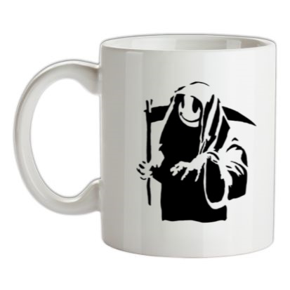 Banksy Grin Reaper mug.