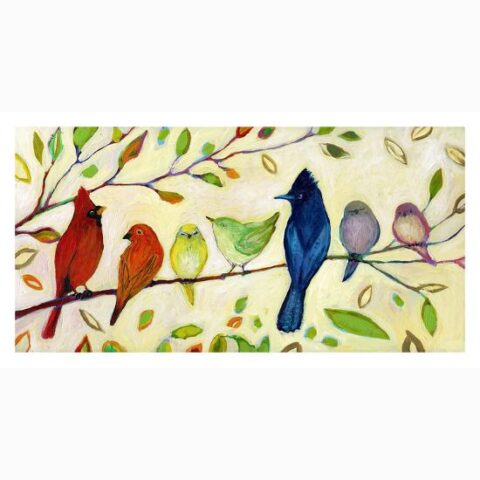 Art Print: A Flock of Many Colors by Jennifer Lommers: 17x32in