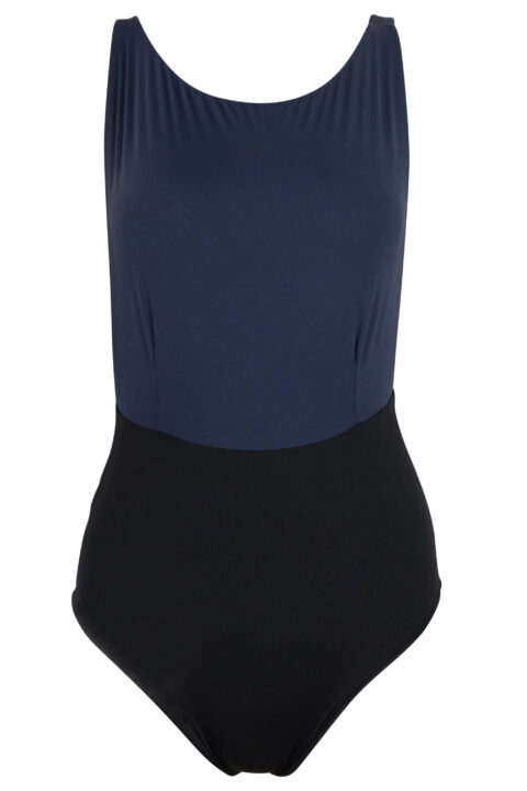 Kate One Piece Swimsuit Color Block Black/ Navy Blue | Size: Small