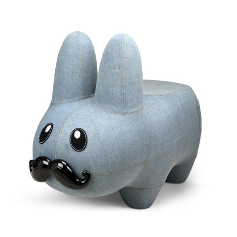 Kidrobot Art Giant Denim Happy Stache’ Labbit Stool