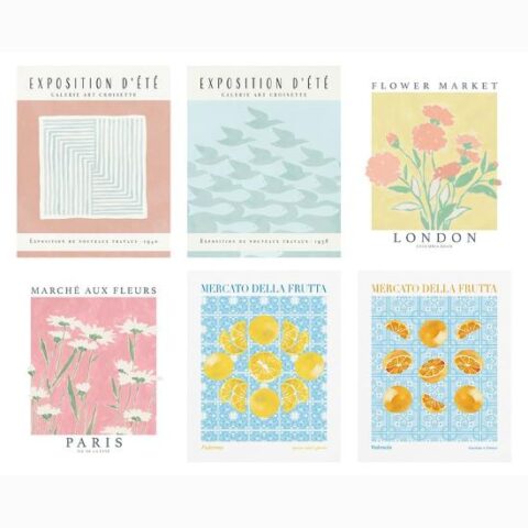 Art Print Set: Market Signs 6 Individual 8×10: 10x8in