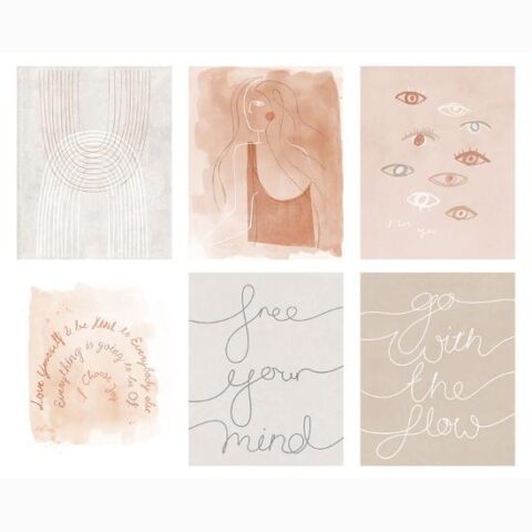 Art Print Set: Neutral Serenity 6 Individual 8×10: 10x8in
