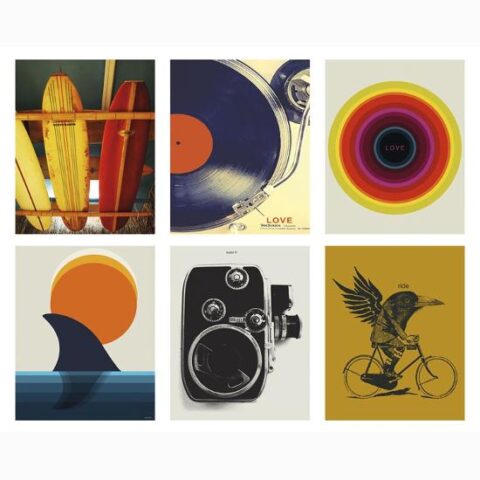 Art Print Set: Retro Beach 6 Individual 8×10: 10x8in
