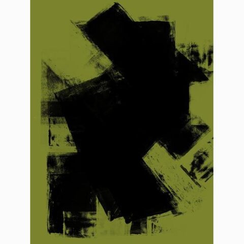 Art Print: Abstract Black and Tarragon Study by Robert Hilton: 12x9in